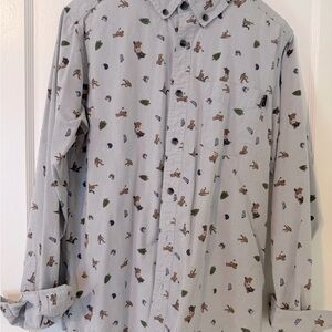 Kavu Sasquatch Camping PNW print, casual button down